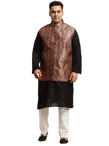 Image of SOJANYA (Since 1958, Men's Silk Blend Grey Kurta Pyjama & Silk Blend Jacket Combo