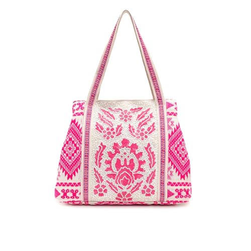 Image of Boho Girl Spacious and Stylish Handbag with Button Closure | Made of Cotton Material | For Daily and Office Use | Ladies Handbag Purse For Daily & Office Use | Double Shoulder Straps