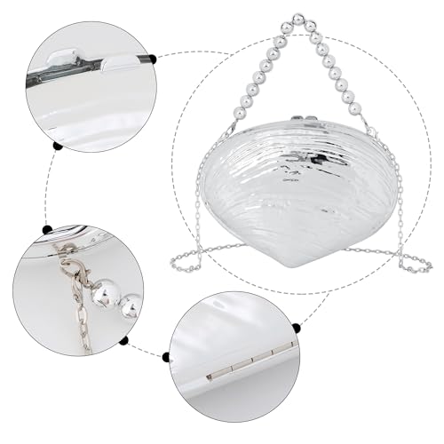 Image of Women Seashell Evening Bag Purse Mermaid Chain Strap Clutch Handbag Shoulder Bag | Seashell