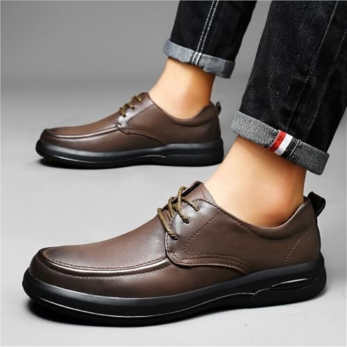 Derby Dress Shoes Mens Lace Up Leather Comfortable Oxford Walking Casual Business Office Classic Round Head Formal Work Shoes2