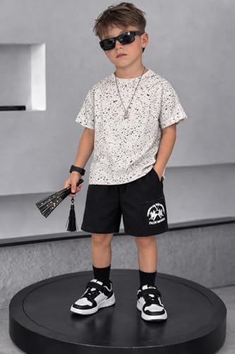 Image of Bold N Elegant Cotton Cute Cartoon Printed Half Sleeve T-Shirt And Shorts Clothing Set For Infant Toddler Baby Boy Girl