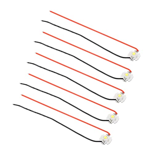 PATIKIL 0.6" LED Chip Bulb, 5 Pack 700mA 3W COB Light Beads Light Copper Bracket with Wire for DIY Lighting Fixtures White 6000-6500K