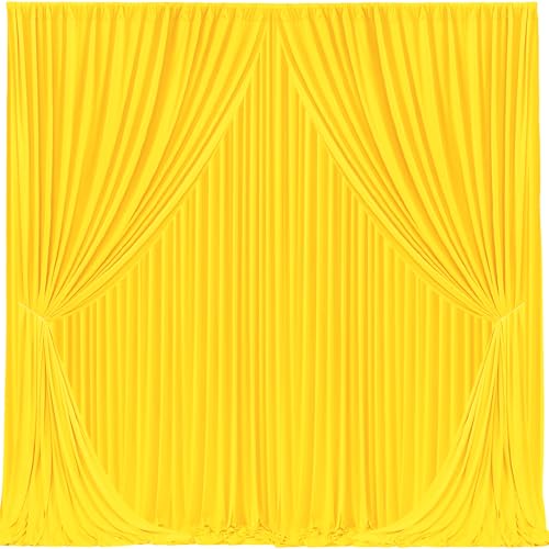 Image of 20x10ft Yellow Backdrop Curtain for Wedding Parties Wrinkle Free Fabric Yellow Drapes Backdrop Decoration for Baby Shower Birthday Photography Decoration 4 Panels, 5ft x 10ft