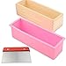 ZEONHEI 5 PCS 45 Oz Silicone Soap Molds Loaf Set, Flexible Set of 2 Rectangular Soap Making Molds Boxes with 1 Wood Soap Mold, 1 Stainless Steel Wavy, 1 Straight Cutter, Soap Molds for Soap Making