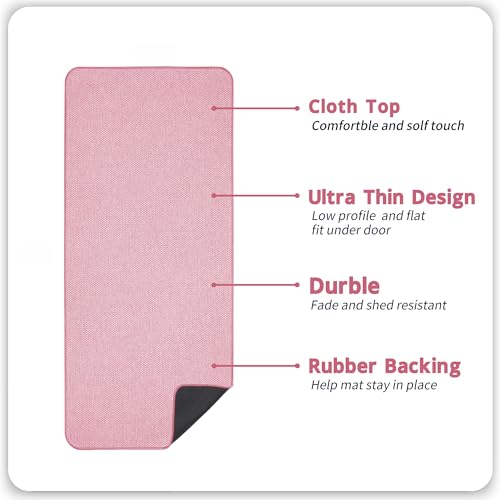 Bath Mat,Ultra Thin Bathroom Runner Rugs,Large Bath Mats for Bathroom,Quick Dry,Non-Slip,Machine Washable,Low Pile,Bath Rug,Shower Outside,Sink,Home Decor Accessories.Pink,2'x5'(24x60inch)