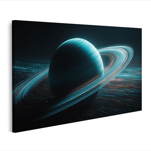 Toile planète glacée cyan islandburner I5 tableau design premium