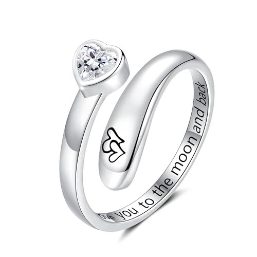 925 Sterling Silver Just Breathe Ring for Women Adjustable Heart Ring Personality Inspirational Jewelry Gifts