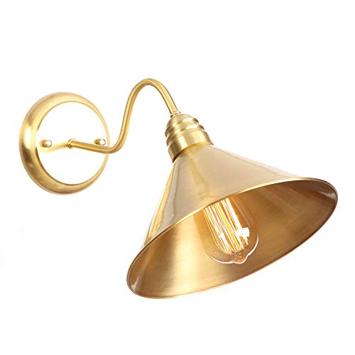 Belief Rebirth Aplique de Pared Vintage con Pantalla de latón cónica, Aplique de Pared de Cobre metálico Retro Industrial para Sala de Estar de Cocina Tipo Loft - 1 luz