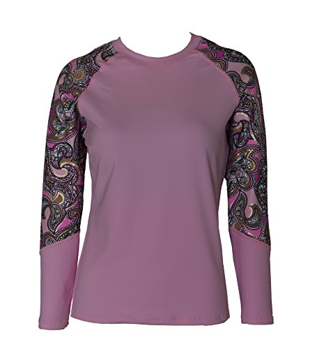 Private Island Women UPF 50+ Long Sleeve Top Swimsuit T-Shirt Rash Guard Workout (XXXL, PwPGS)