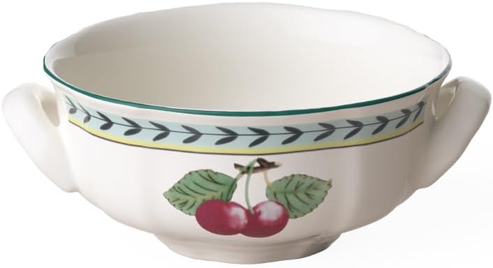 Villeroy & Boch French Garden Fleurence Cream Soup Cup, 12 oz, Premium Porcelain, White/Multicolored
