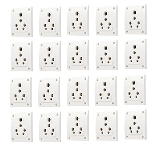 Image of Star 6 /16A 6 Pin Non Modular Electrical Multi Socket, White Colour,Polycarbonate Body, Porcelain Back,Heavy Duty,Suitable for Home & Office Use with Mounting Screws (20)
