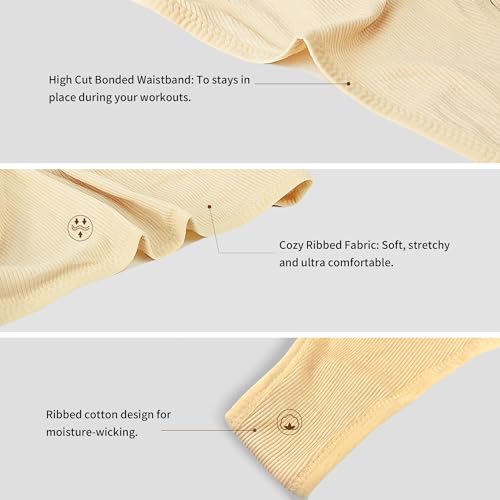 Image of 6 Pack Women's Ribbed Cotton Thongs High Waist Panties Underwear | GAREDOB 6 Pack Women's Ribbed Cotton Thongs High Waist Seamless Panties Plus Size High Rise No Show Underwear