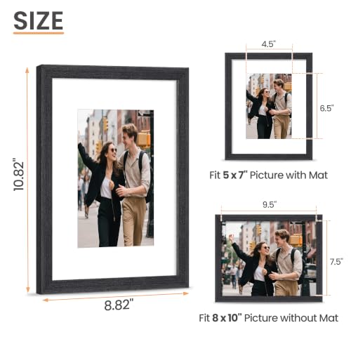 Image of upsimples 8x10 Picture Frame Solid Wooden, Nursery Decor, 1Pack Black | 100% Solid Wood, Fit 5x7 with Mat and 8 x 10 Photo, Wall Decor or Tabletop Display, Safe For Nursery Kids Room