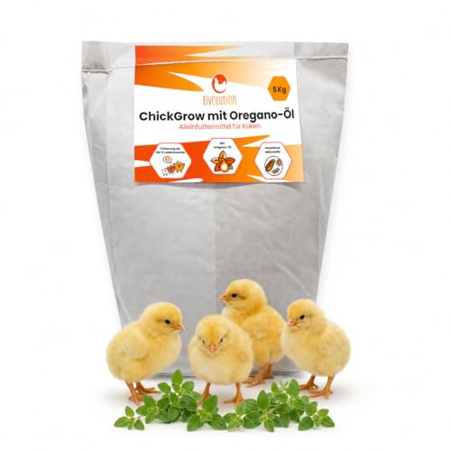 Eivolution ChickGrow - Kükenfutter ab 9. Woche - 5 kg - Alleinfuttermittel für Geflügelaufzucht mit Oregano Öl - für Wachstum und Entwicklung