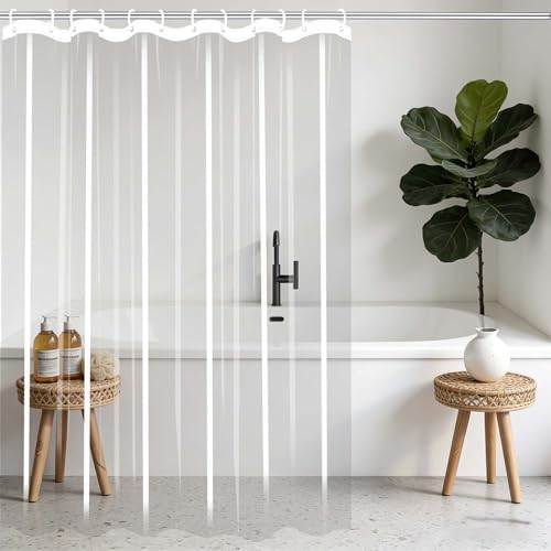 Rideau de douche 140 x 135 cm transparent PEVA durable et imperméable de qualité