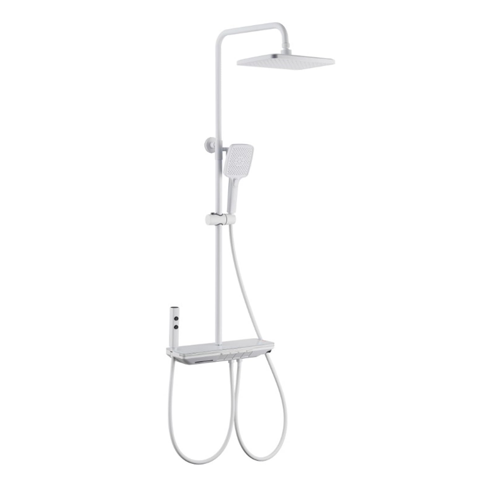 Digital Display Thermostatic Shower Faucet Set, Rainfall Bathtub Brass Tap Mixer, Water Flow Power Generation Atmosphere Light(Nero)