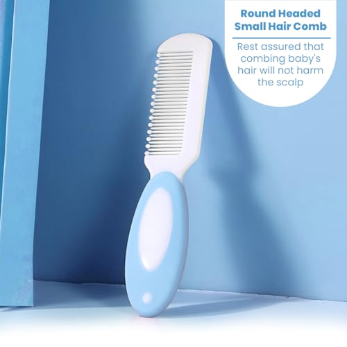 Image of TONY STARK Baby Brush and Comb Set, Newborn Essentials Set with Baby Comb and Soft Bristle Hair Brush for Your Toddler's Scalp (Blue)
