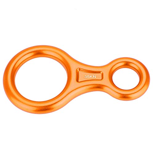 Tbest Climbing 8 Ring Terminal 8 Descender, 35KN Heavy Duty Climb Aluminum Figure 8 Descender Rigging Plate, Outdoor Rappel Rock Climbing Rescue Gear Downhill Ring Equipment Belay Device(Orange)