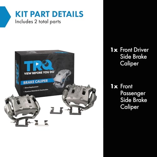Image of TRQ Front Brake Caliper Set Zinc Coated Brackets Compatible with 2008-2012 Nissan Pathfinder