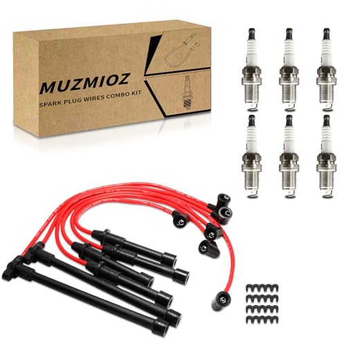 Set of 6 PCS Ignition Spark Plug Wires 671-6197 8113 RC-NX14 & 6 Iridium Spark Plugs Set Compatible with Nissan Frontier Xterra Pathfinder INFINITI QX4
