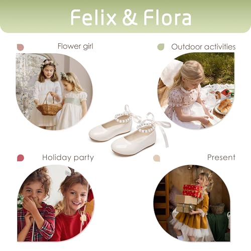 Image of Felix & Flora Girls Toddler Little Ballet Shoes - Flower Girls Mary Jane Flats Dress Shoes Party Wedding