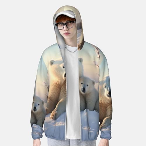 UPF 50+ Sun Protection Hoodie Long Sleeve Cute Polar Bears Sun Shirt Rash Guard Fishing Shirts for Men4