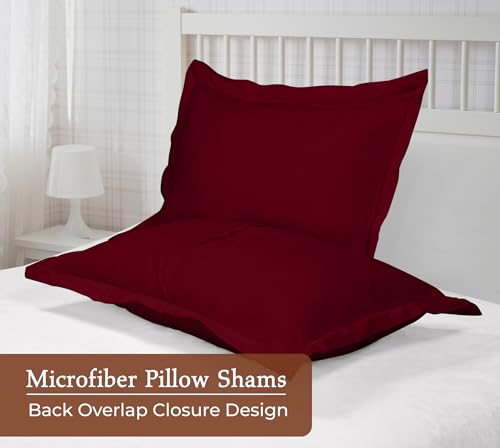 Image of Royale Linens Pillow Shams 2 Pack Standard Size 20x26 Inch - 1800 Microfiber - Bed Pillow Shams, Wrinkle Resistant Super Soft and Cozy - Back Overlap Closure - Oxford Pillowcase (Standard, Burgundy)