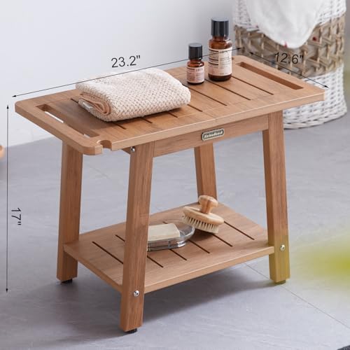 Poly-Shower-Stool-for-Inside-Shower-Waterproof-HDPS-Shower-Bench-for-Shaving-Legs-Heavy-Duty-Plastic-Bathroom-Shower-Chair-Seat-with-Handles-Adjustable-Feet-Shower-Foot-Rest-No-Slip-Brown
