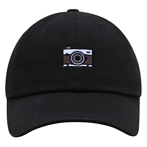 JPAK Camera Premium Dad Hat Embroidered Cotton Baseball Cap Vintage Camera Black
