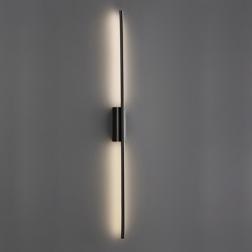 COSRUB Linear LED Brass Wall Mounted Light, Long Tube Dimmable Wall Lamps Modern Simple Ambient Accent Wall Sconces for Living Room Hallway Stairs Bedroom(Black,100cm/39.37in)