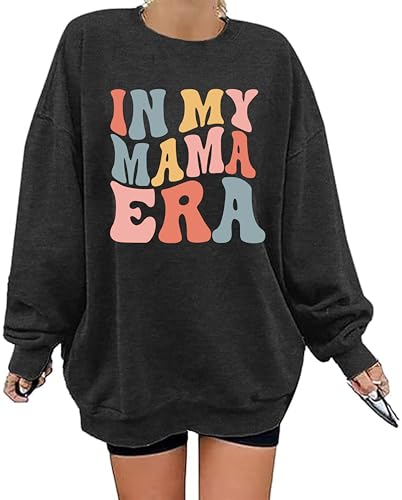 Image of AMWIPE Mama Sweatshirt for Women In My Mama Era Shirts Oversized Mom Long Sleeve Casual Pullovers Blouse Top