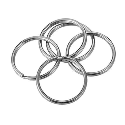 VALYRIA 10pcs Stainless Steel Silver Split Key Ring Connector Keychain Finding 20mmx2.5mm