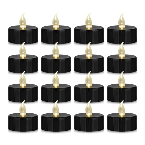Nancia 24PACK Flameless LED Tea Lights Candles Realistic and Bright Flickering Long Lasting 200Hours Battery-Powered Ideal Party Wedding Birthday Gifts Home Decoration Black