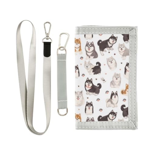 Wusikd Husky Dog Kids Wallet for Boys Girls Paws Toddler Trifold Wallet Novelty Wallet for Teens Women Men