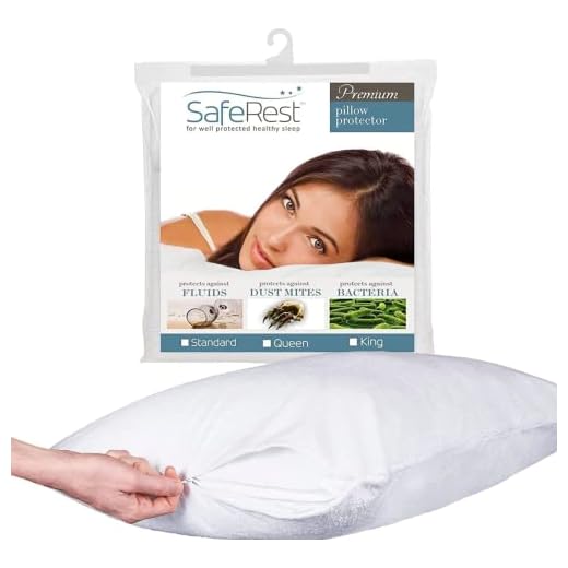 SafeRest Premium Hypoallergenic Bed Bug Proof Zippered Waterproof Pillow Protector (1) Queen Size