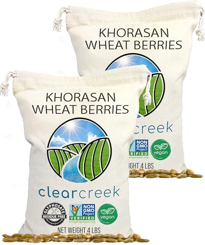 CLEAR CREEK Certified Glyphosate Residue Free Khorasan Wheat Berries | 8 lb (2-4 lb bags) lb | Non-GMO Project Verified
