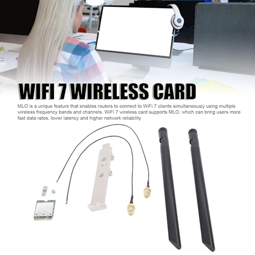 SUNGOOYUE Tarjeta Inalámbrica WiFi 7, Módulo QCNCM865 M.2 con 2 Antenas Externas y 4K QAM soporte 11, Tríptico Banda 2.4GHz 5GHz 6GHz Tecnología 5.8Gbps miniatura 3