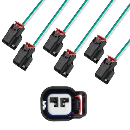 XINSAUTO 16AWG Replacement for Dodge Jeep Wrangler JK TJ Fuel Injector Alternator ABS Connector Wiring Repair EV6 Harness Plug Pigtail 6PCS Replace 645-134,5183448AA 6 PCS