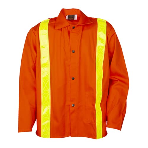 6230DRT-MD Welding Jacket Hi Viz 9oz FR 100% Cotton Orange Size Medium (Sold as Each)