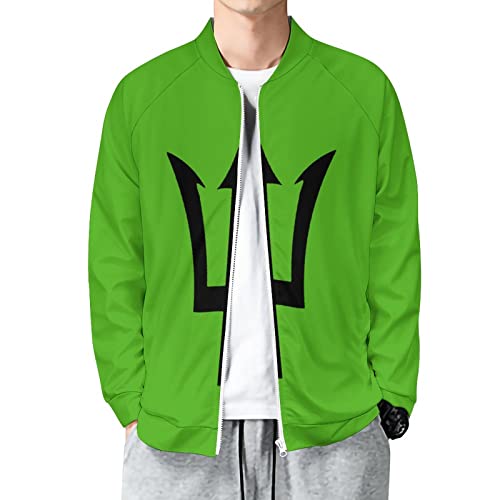 Fattyeery Mens Pullover Jacket Barbados Flag Autumn Soft and Comfortable Loose Hip-Hop for Men Long-Sleeved Sweatershirt for Boys L