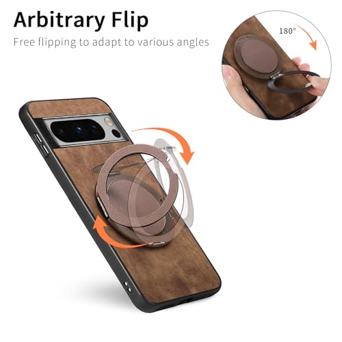Coque Pixel 8 Pro avec anneau et protection écran silicone marron - 5