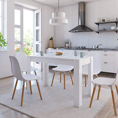 UnfadeMemory Mesa de Comedor con Diseño Elegante y Limpio,Mesa de Cocina,Mueble Comedor,Madera Aglomerada,120x60x76cm (Blanco Brillante)