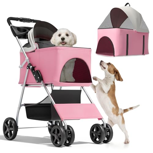 Image of Magshion 3-in-1 Foldable Pet Stroller for Small to Medium Dogs and Cats