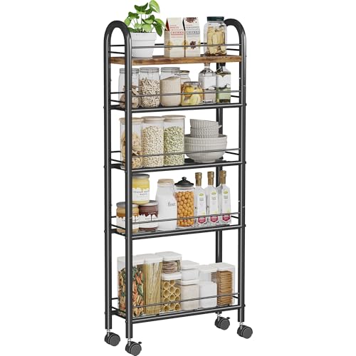 Slim Storage Cart, 5 Tier Narrow Utility Cart with Metal