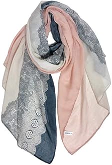 GERINLY Stylish Scarves for Women Lightweight Fashion Lace Printed Wrap Scarfs, Greycoral, M