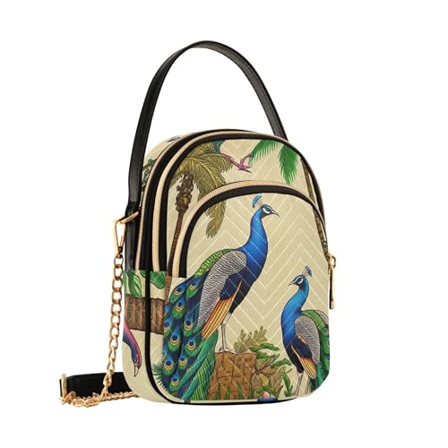 Tropical Peacock Women's Shoulder Purses Trendy Chain Strap Wallet Phone Purse Quilted Ladies Tote Crossbody Satchel2