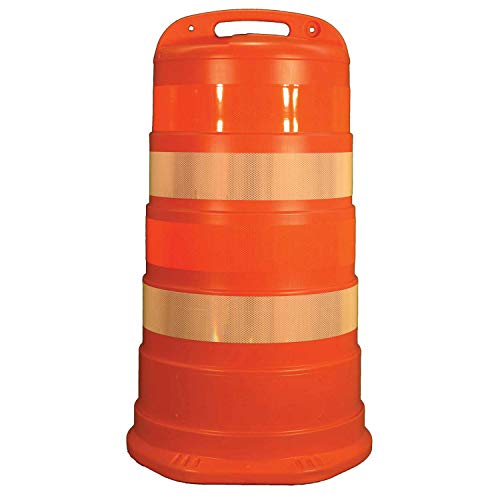 Cortina 03-782-6FP Traffic Barrel Drum with (4) 6" Diamond Grade Reflective Stripes, LDPE