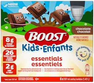 BOOST Kids Essentials Chocolate, Nutritional Supplement For Kids 4-12, Supports Normal Growth & Development, 8g Protein, 26 Vitamins & Minerals, 2g Fibre, Immune Support, Gluten-free, 6 Boxes, 1.4 L