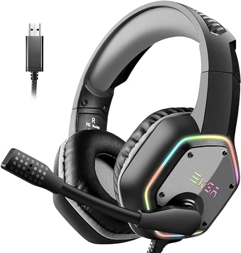 10 Laptop Setup Essentials 47 EKSA E1000 USB Gaming Headset, Wired Headphones with Noise Cancel...