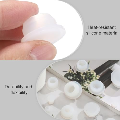 Image of uxcell 30pcs Hole Plugs, Heat Resistant Silicone Flush Type Fastener Hole Cover Plug for 18mm(3 /4 Inch) Hole, Round Snap Locking Tubing Plug Hole for Furniture Cabinet, White